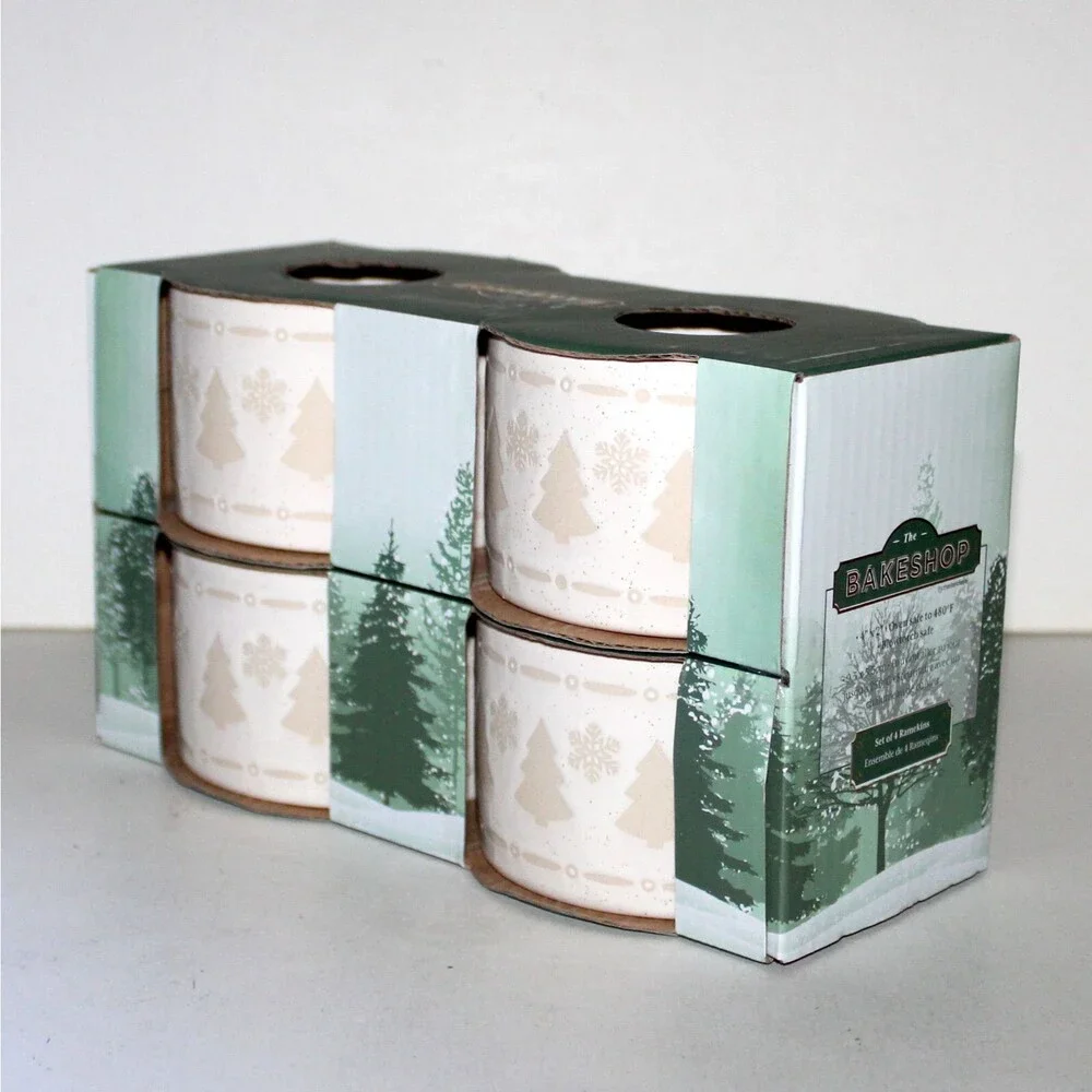 Set of 4 Ramekins The Bakeshop MasterClass winter Christmas tree snowflake bake